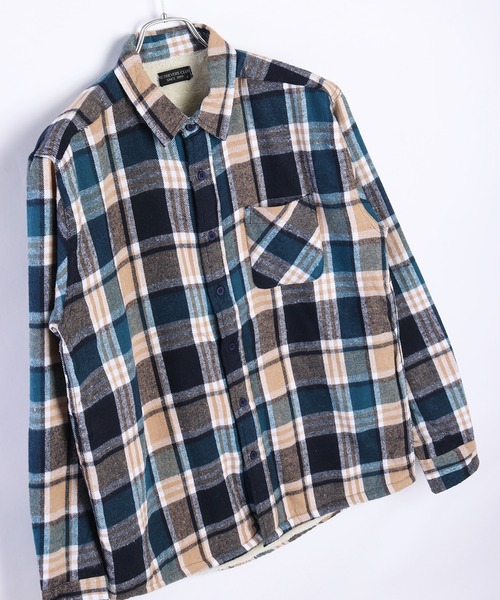 WESTSEA（ウエストシー）の「ビエラ風 裏ボア カジュアル チェックシャツ（シャツ/ブラウス・メンズ・オレンジ/ブラウン/ブルー/ブルー系その他/レッド/グリーン/ブルー系その他3/レッド系その他/ベージュ・L/M/LL）」の16枚目の写真