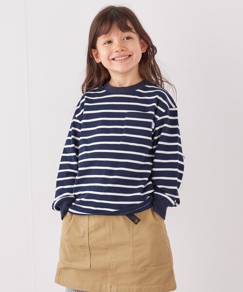 SHIPS any(シップス エニィ)の「SHIPS any: リンガーネック ボーダー 長袖 ポケット Tシャツ<KIDS>(Tシャツ/カットソー・キッズ・カーキ/ネイビー/ブルー/ブラック・M(125-135)/L(140-150)/S(110-120))」の21枚目の写真