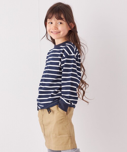 SHIPS any(シップス エニィ)の「SHIPS any: リンガーネック ボーダー 長袖 ポケット Tシャツ<KIDS>(Tシャツ/カットソー・キッズ・カーキ/ネイビー/ブルー/ブラック・M(125-135)/L(140-150)/S(110-120))」の20枚目の写真