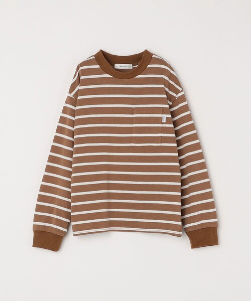 SHIPS any(シップス エニィ)の「SHIPS any: リンガーネック ボーダー 長袖 ポケット Tシャツ<KIDS>(Tシャツ/カットソー・キッズ・カーキ/ネイビー/ブルー/ブラック・M(125-135)/L(140-150)/S(110-120))」の17枚目の写真