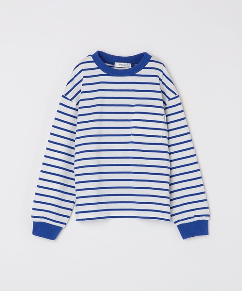 SHIPS any(シップス エニィ)の「SHIPS any: リンガーネック ボーダー 長袖 ポケット Tシャツ<KIDS>(Tシャツ/カットソー・キッズ・カーキ/ネイビー/ブルー/ブラック・M(125-135)/L(140-150)/S(110-120))」の8枚目の写真