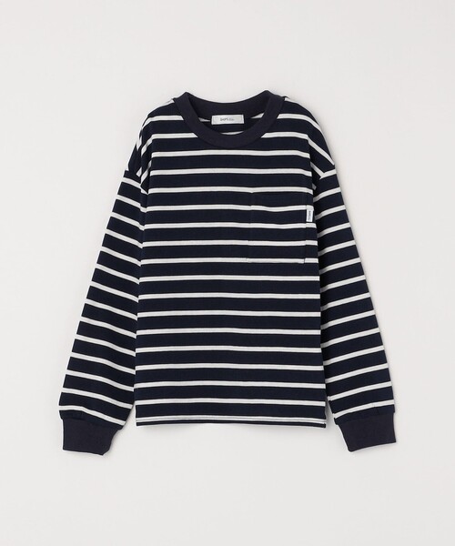 SHIPS any(シップス エニィ)の「SHIPS any: リンガーネック ボーダー 長袖 ポケット Tシャツ<KIDS>(Tシャツ/カットソー・キッズ・カーキ/ネイビー/ブルー/ブラック・M(125-135)/L(140-150)/S(110-120))」の6枚目の写真
