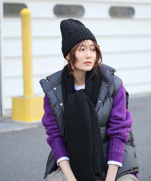 JOURNAL STANDARD relume（ジャーナルスタンダード　レリューム）の「【HTS / エイチティーエス】CABLE WATCH CAP：キャップ（ニットキャップ/ビーニー・レディース・ブルー/ブラック/ホワイト×ホワイト/ベージュ系その他・FREE）」の8枚目の写真