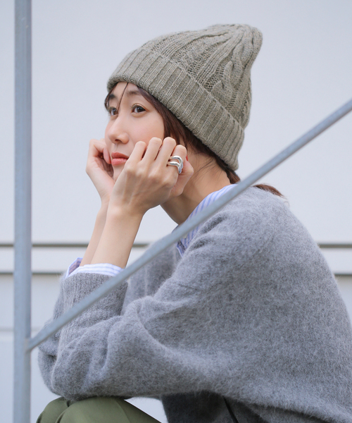 JOURNAL STANDARD relume（ジャーナルスタンダード　レリューム）の「【HTS / エイチティーエス】CABLE WATCH CAP：キャップ（ニットキャップ/ビーニー・レディース・ブルー/ブラック/ホワイト×ホワイト/ベージュ系その他・FREE）」の17枚目の写真