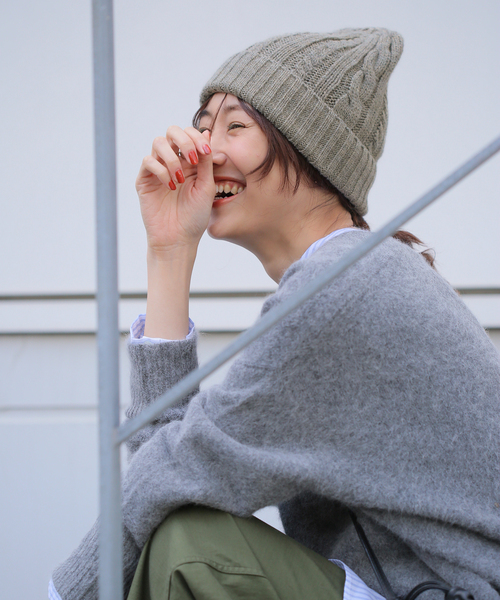 JOURNAL STANDARD relume（ジャーナルスタンダード　レリューム）の「【HTS / エイチティーエス】CABLE WATCH CAP：キャップ（ニットキャップ/ビーニー・レディース・ブルー/ブラック/ホワイト×ホワイト/ベージュ系その他・FREE）」の18枚目の写真