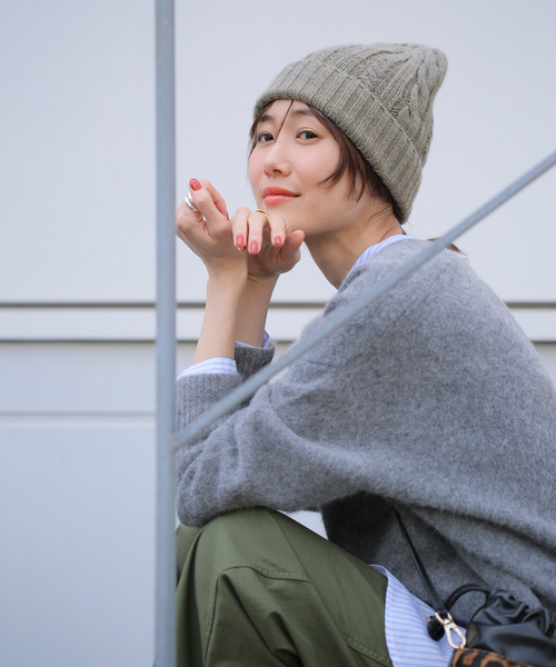 JOURNAL STANDARD relume（ジャーナルスタンダード　レリューム）の「【HTS / エイチティーエス】CABLE WATCH CAP：キャップ（ニットキャップ/ビーニー・レディース・ブルー/ブラック/ホワイト×ホワイト/ベージュ系その他・FREE）」の19枚目の写真