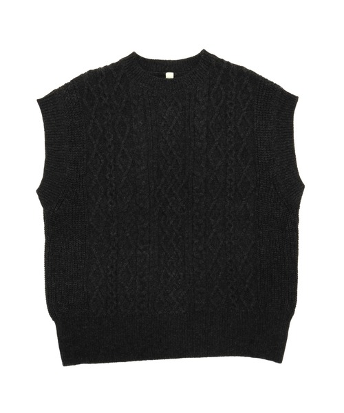 Pitta Re:)（ピッタリ）の「ラムウール混 ケーブルニットベスト（ベスト・レディース・グリーン/モカ/チャコール・L/M）」の20枚目の写真