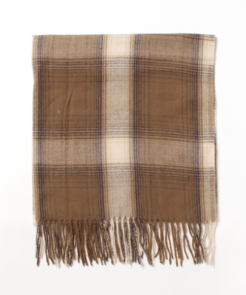 meJane（ミージェーン）の「マドラスチェック大判ストール（ストール/ショール・レディース・ネイビー系/ブラウン系・FREE）」の6枚目の写真