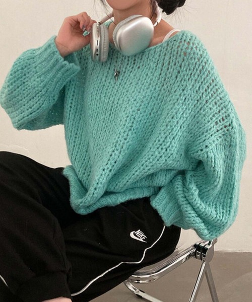 Doula Doula(ドゥーラドゥーラ)の「ボリューム袖ローゲージニット(ニット/セーター・レディース・グリーン/モカ/イエロー/グレー/ベージュ・FREE)」の5枚目の写真