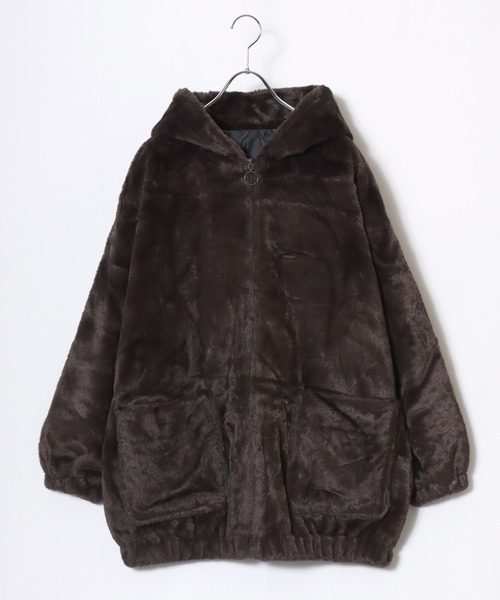 セール】フェイクファー ジップアップパーカー ジャケットブルゾン