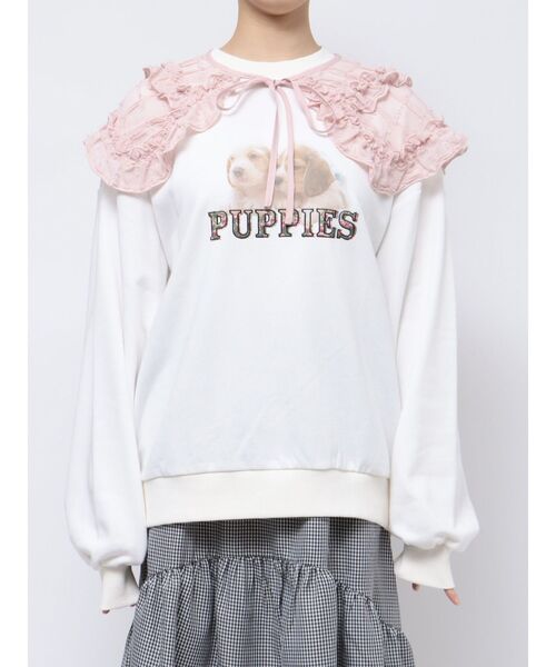 merry jenny（メリージェニー）の「シアーチェックカラー（付け襟・レディース・オフホワイト/ピンク/ブラック・FREE）」の3枚目の写真