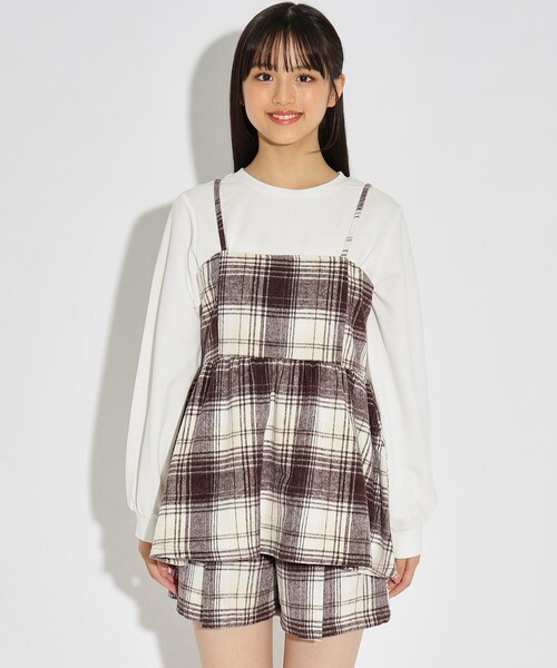 PINK-latte(ピンクラテ)の「◆【2点SET・SETUP可能】シャギービスチェSET(Tシャツ/カットソー・キッズ・ベージュ系1/ブラック系1・15 /14/16)」の14枚目の写真