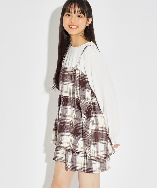 PINK-latte(ピンクラテ)の「◆【2点SET・SETUP可能】シャギービスチェSET(Tシャツ/カットソー・キッズ・ベージュ系1/ブラック系1・15 /14/16)」の16枚目の写真