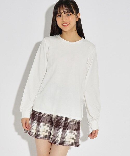 PINK-latte(ピンクラテ)の「◆【2点SET・SETUP可能】シャギービスチェSET(Tシャツ/カットソー・キッズ・ベージュ系1/ブラック系1・15 /14/16)」の11枚目の写真