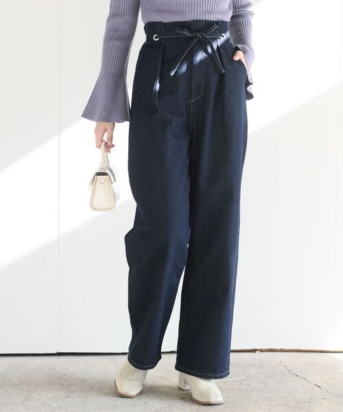 rps（アールピーエス）の「ハトメワイドパンツ（スラックス・レディース・インディゴブルー/ブルー/アイボリー・フリー）」の2枚目の写真