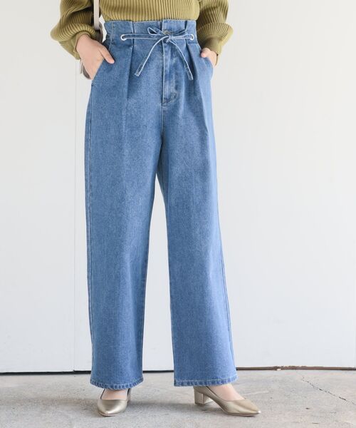 rps（アールピーエス）の「ハトメワイドパンツ（スラックス・レディース・インディゴブルー/ブルー/アイボリー・フリー）」の3枚目の写真