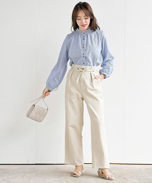 rps（アールピーエス）の「ハトメワイドパンツ（スラックス・レディース・インディゴブルー/ブルー/アイボリー・フリー）」の5枚目の写真