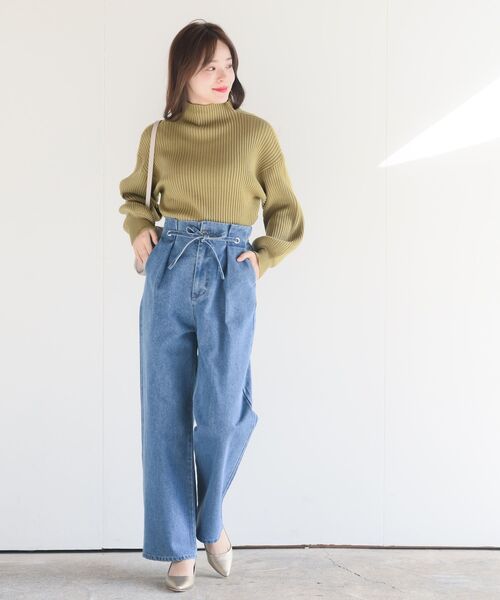 rps（アールピーエス）の「ハトメワイドパンツ（スラックス・レディース・インディゴブルー/ブルー/アイボリー・フリー）」の9枚目の写真