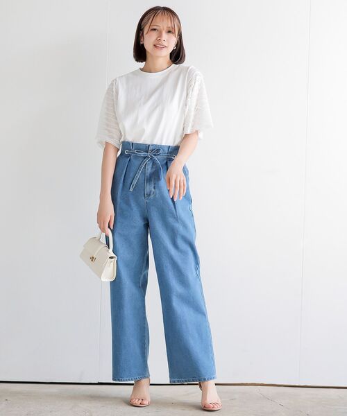 rps（アールピーエス）の「ハトメワイドパンツ（スラックス・レディース・インディゴブルー/ブルー/アイボリー・フリー）」の10枚目の写真