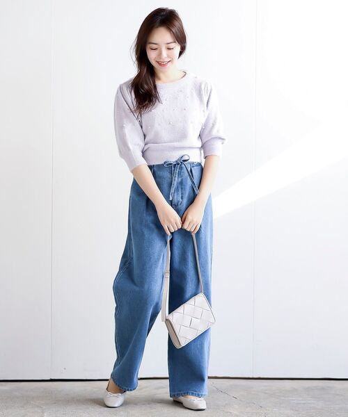 rps（アールピーエス）の「ハトメワイドパンツ（スラックス・レディース・インディゴブルー/ブルー/アイボリー・フリー）」の11枚目の写真