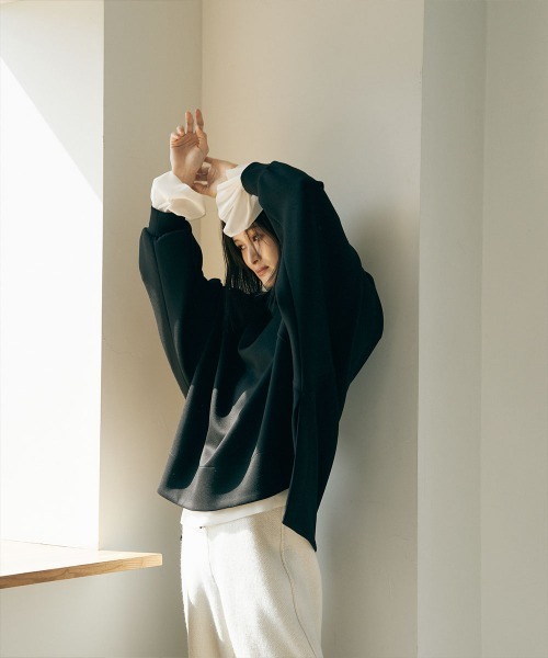 marjour(マージュール)の「SHEER HIGHNECK TOPS(Tシャツ/カットソー・レディース・アイボリー/チャコールグレー・M)」の6枚目の写真