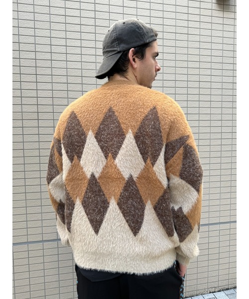 many men many mind（メニーメンメニーマインド）の「many men many mind /ナイロンシャギーｘアクリル　ルーズシルエット総柄クルー（ニット/セーター・メンズ・ブルー/ベージュ系その他/ベージュ/ネイビー系/グリーン/イエロー系その他・MEDIUM/LARGE）」の8枚目の写真