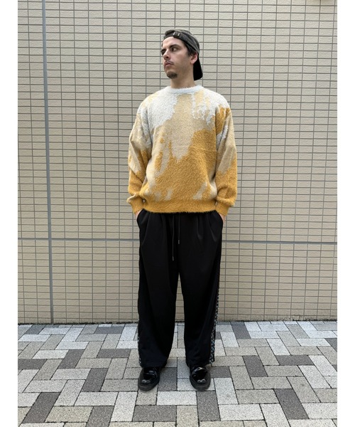 many men many mind（メニーメンメニーマインド）の「many men many mind /ナイロンシャギーｘアクリル　ルーズシルエット総柄クルー（ニット/セーター・メンズ・ブルー/ベージュ系その他/ベージュ/ネイビー系/グリーン/イエロー系その他・MEDIUM/LARGE）」の9枚目の写真