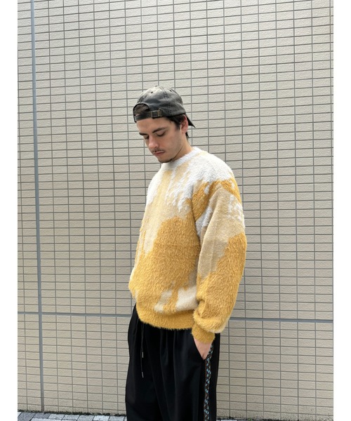 many men many mind（メニーメンメニーマインド）の「many men many mind /ナイロンシャギーｘアクリル　ルーズシルエット総柄クルー（ニット/セーター・メンズ・ブルー/ベージュ系その他/ベージュ/ネイビー系/グリーン/イエロー系その他・MEDIUM/LARGE）」の12枚目の写真