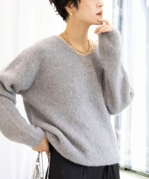 Rie Miller | ブルーFOX Vネックプルオーバーニット(ニット/セーター)