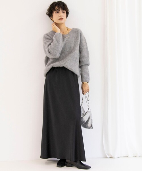 Rie Miller（リエミラー）の「ブルーFOX Vネックプルオーバーニット（ニット/セーター・レディース・ライトグレー/ブラウン/ネイビー・38）」の12枚目の写真