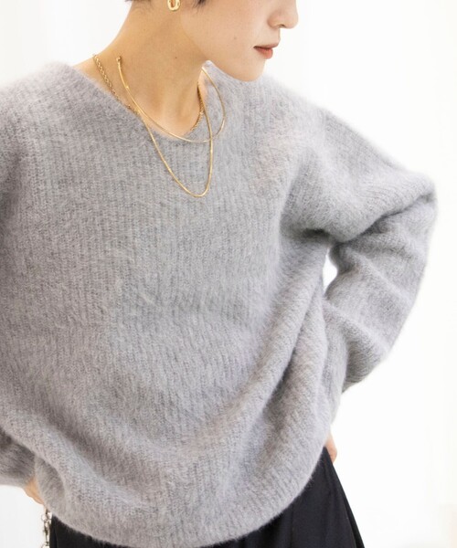 Rie Miller（リエミラー）の「ブルーFOX Vネックプルオーバーニット（ニット/セーター・レディース・ライトグレー/ブラウン/ネイビー・38）」の19枚目の写真