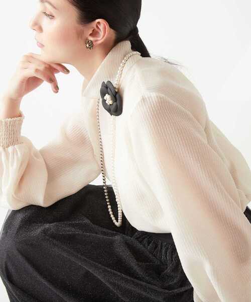 Tiara（ティアラ）の「ハイネックブラウス（シャツ/ブラウス・レディース・アイボリー/ブラック/ピンク・FREE）」の4枚目の写真