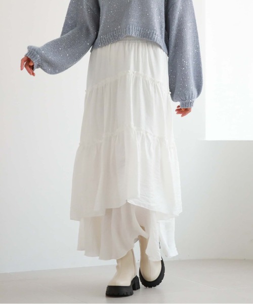 archives（アルシーヴ）の「ティアードボリュームイレヘムスカート（スカート・レディース・オレンジ/グリーン/オフホワイト/ブラック・MEDIUM）」の2枚目の写真