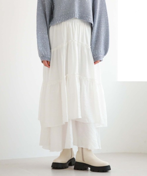 archives（アルシーヴ）の「ティアードボリュームイレヘムスカート（スカート・レディース・オレンジ/グリーン/オフホワイト/ブラック・MEDIUM）」の20枚目の写真