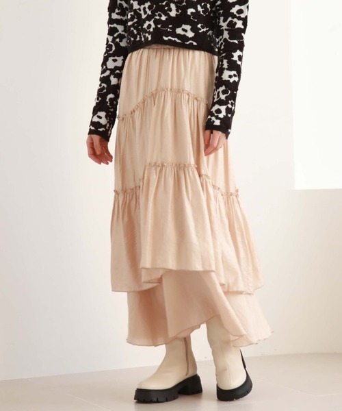 archives（アルシーヴ）の「ティアードボリュームイレヘムスカート（スカート・レディース・オレンジ/グリーン/オフホワイト/ブラック・MEDIUM）」の10枚目の写真