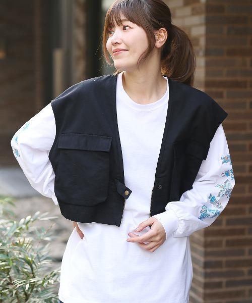 チチカカ（チチカカ）の「シンプルショートベスト（ベスト・レディース・ブラック/インディゴブルー・FREE）」の2枚目の写真