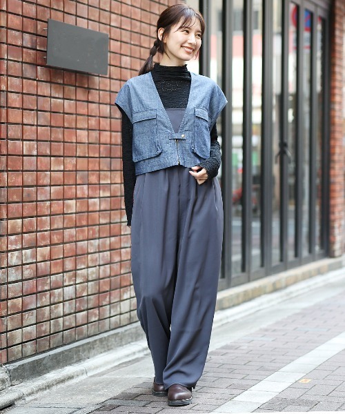 チチカカ（チチカカ）の「シンプルショートベスト（ベスト・レディース・ブラック/インディゴブルー・FREE）」の3枚目の写真