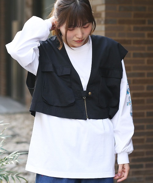 チチカカ（チチカカ）の「シンプルショートベスト（ベスト・レディース・ブラック/インディゴブルー・FREE）」の6枚目の写真