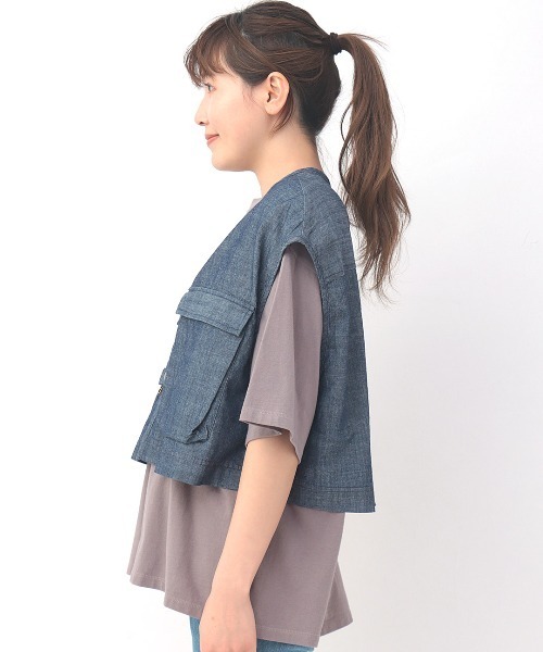 チチカカ（チチカカ）の「シンプルショートベスト（ベスト・レディース・ブラック/インディゴブルー・FREE）」の9枚目の写真