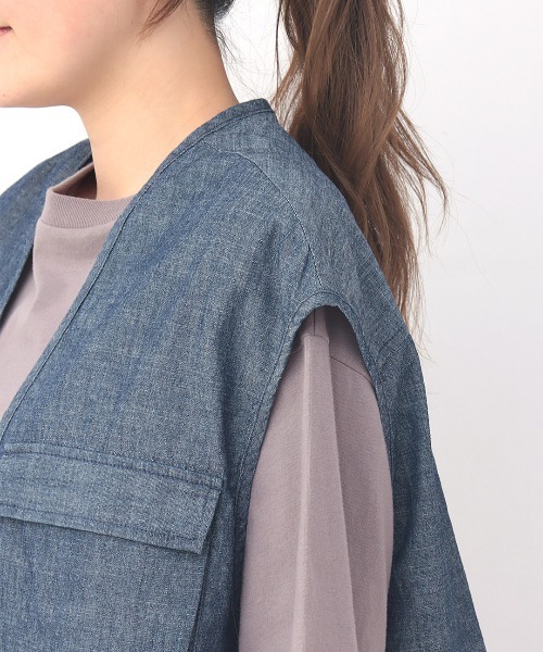 チチカカ（チチカカ）の「シンプルショートベスト（ベスト・レディース・ブラック/インディゴブルー・FREE）」の12枚目の写真