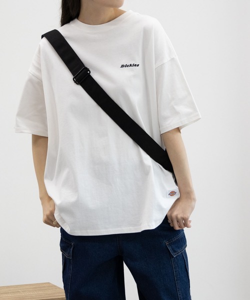 Dickies(ディッキーズ)の「Dickies ディッキーズ バック刺繍裾ラウンドチュニック半袖Tシャツ(Tシャツ/カットソー・レディース・オートミール/ホワイト/チャコールグレー/サックスブルー・フリー)」の2枚目の写真