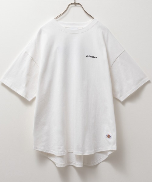 Dickies(ディッキーズ)の「Dickies ディッキーズ バック刺繍裾ラウンドチュニック半袖Tシャツ(Tシャツ/カットソー・レディース・オートミール/ホワイト/チャコールグレー/サックスブルー・フリー)」の5枚目の写真