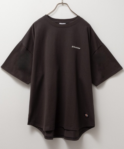 Dickies(ディッキーズ)の「Dickies ディッキーズ バック刺繍裾ラウンドチュニック半袖Tシャツ(Tシャツ/カットソー・レディース・オートミール/ホワイト/チャコールグレー/サックスブルー・フリー)」の6枚目の写真