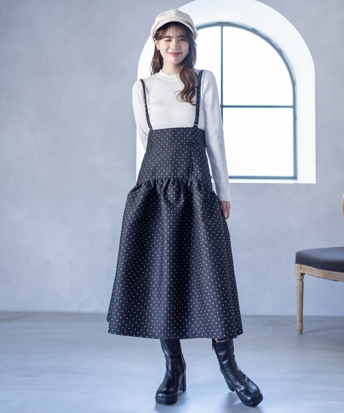 clear（クリア）の「サス付き2wayドット柄ジャカードマーメイドスカート（スカート・レディース・ネイビー/ブラック・F）」の15枚目の写真