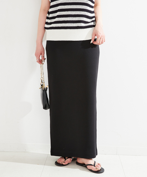 B.C STOCK（ベーセーストック）の「リブストレートスカート（スカート・レディース・ブラック/チャコールグレー・FREE）」の2枚目の写真