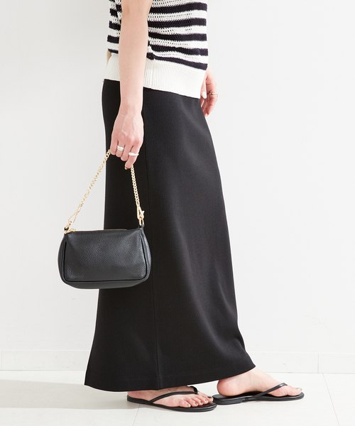 B.C STOCK（ベーセーストック）の「リブストレートスカート（スカート・レディース・ブラック/チャコールグレー・FREE）」の9枚目の写真