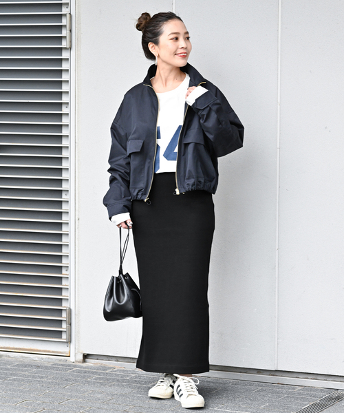 B.C STOCK（ベーセーストック）の「リブストレートスカート（スカート・レディース・ブラック/チャコールグレー・FREE）」の11枚目の写真