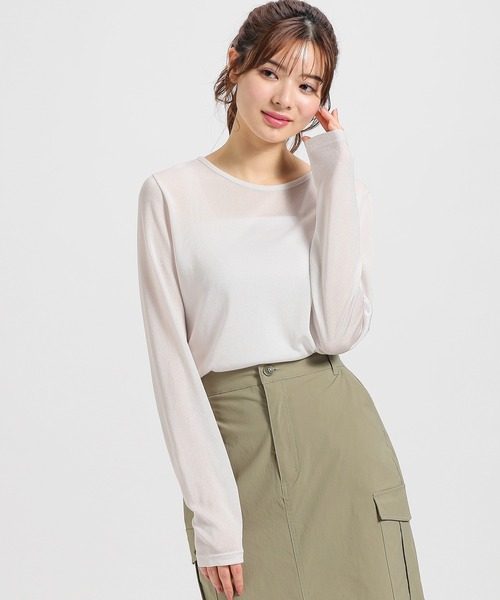 Honeys（ハニーズ）の「シアーラメ透けトップス（Tシャツ/カットソー・レディース・ブラック/ベージュ/ホワイト/ライトグレー・S/M/L）」の2枚目の写真