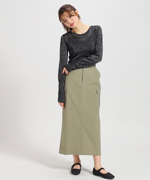 Honeys（ハニーズ）の「シアーラメ透けトップス（Tシャツ/カットソー・レディース・ブラック/ベージュ/ホワイト/ライトグレー・S/M/L）」の8枚目の写真