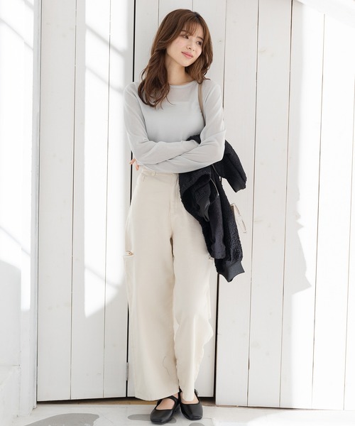 Honeys（ハニーズ）の「シアーラメ透けトップス（Tシャツ/カットソー・レディース・ブラック/ベージュ/ホワイト/ライトグレー・S/M/L）」の13枚目の写真